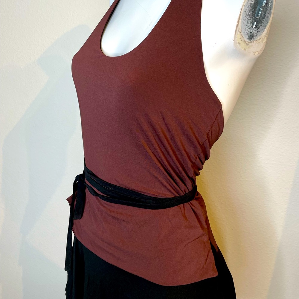 Reversible black and maroon halter top